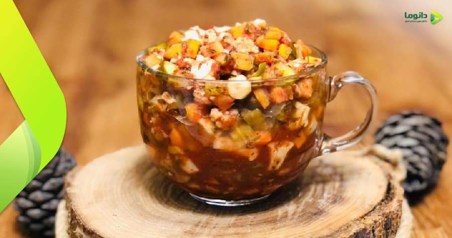 مراحل طرز تهیه ترشی آب گوجه مشهدی (ترشی سالاد مشهدی)